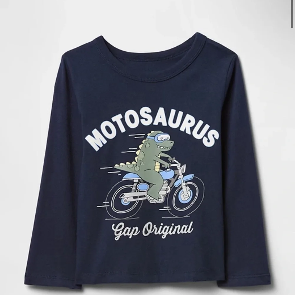 GAP Kids Blue Motosaurus Bike Long Sleeve Tee 6 to 12 mos